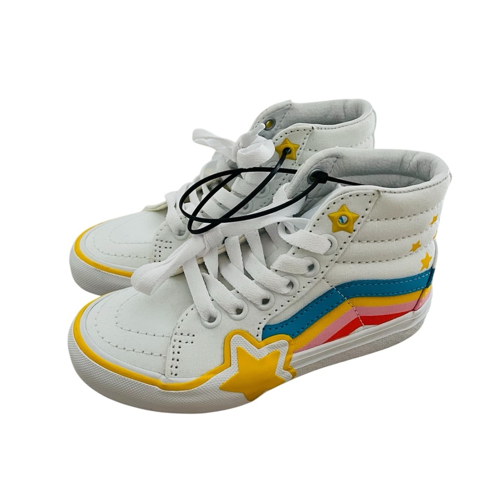 NEW Vans Sk8 High-Top Rainbow Sneakers with Colorful Star Burst Design